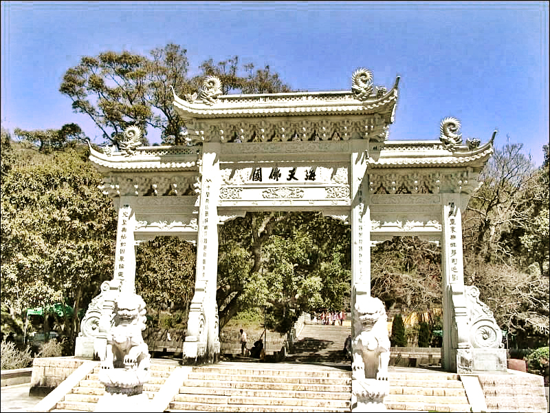 芝麻白寺庙石雕牌坊图片