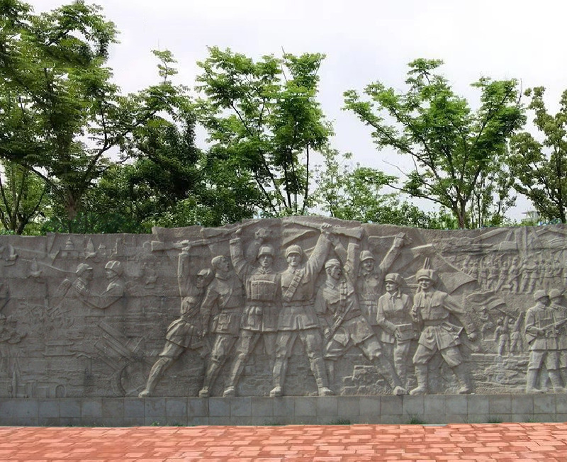 大型抗战主题英雄人物石刻浮雕图片