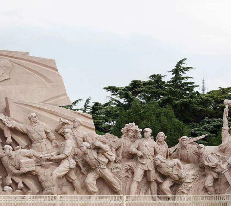大型抗战主题英雄人物情景石雕景观图片